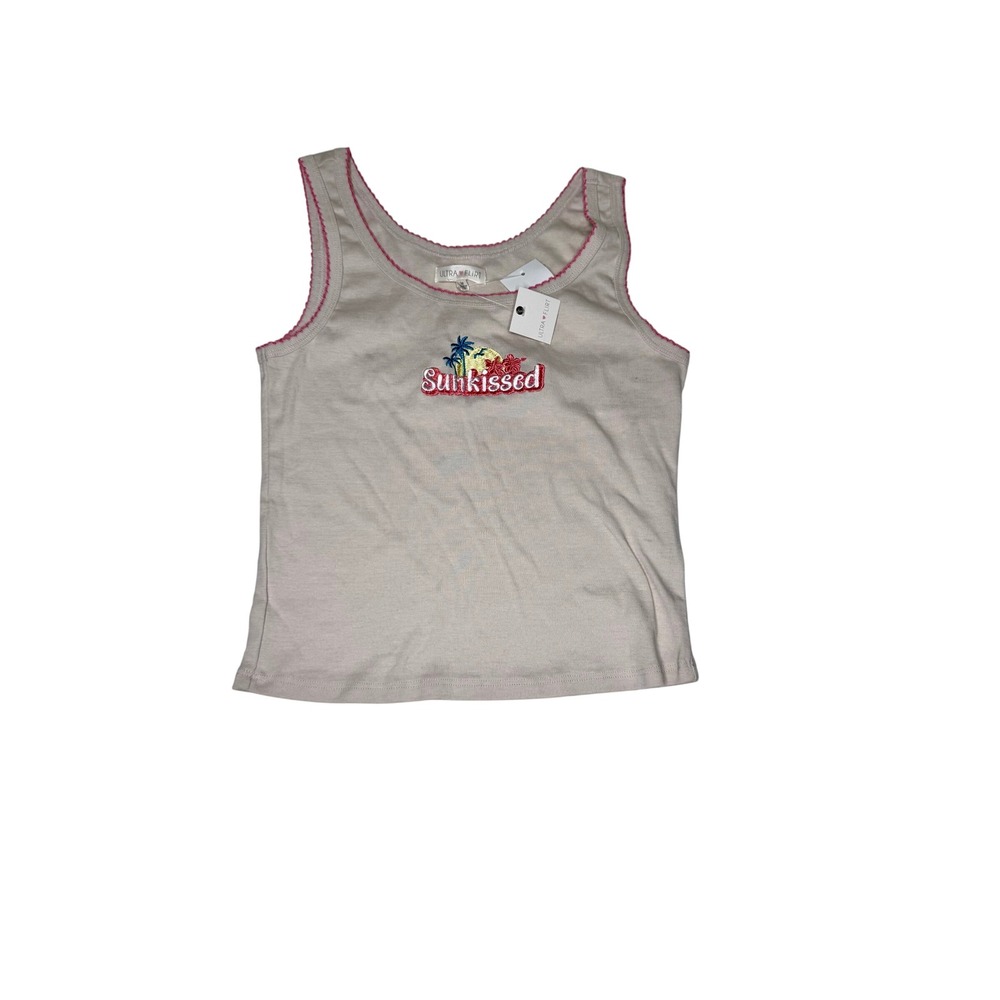 Ultra Flirt Sunkissed Embroidered Tank Top Beige Juniors Medium RK328419